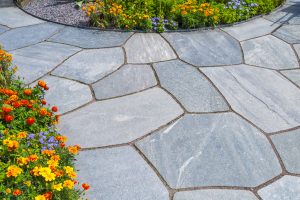 Beautiful slates and flower beds